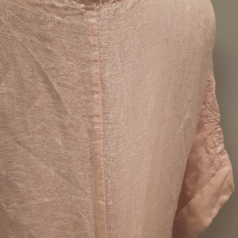 LINEN/COTTON❣SOFTPink Women's Blouse with Embroidery OVERSIZE S - Picture 5 of 7